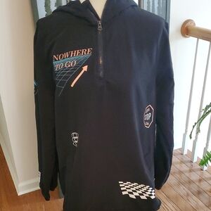 Brooklyn Cloth Nowhere To Go Mens Black Graphic Lightweight Quarter zip